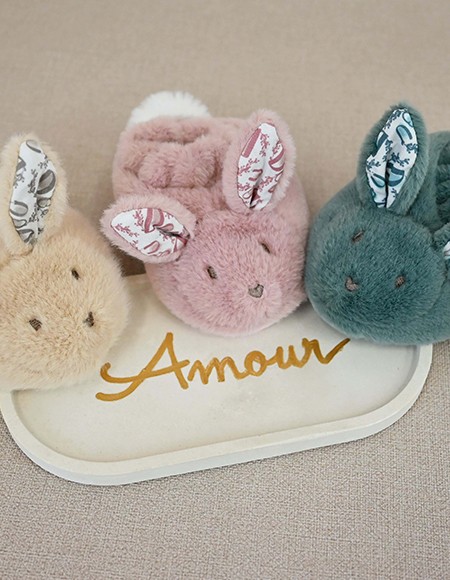 coffret-lapindoudou-chaussons-rose-beige-vert-sauge