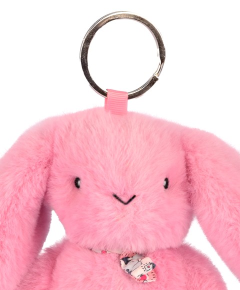 porte clé en peluche lapin rose - DC4295