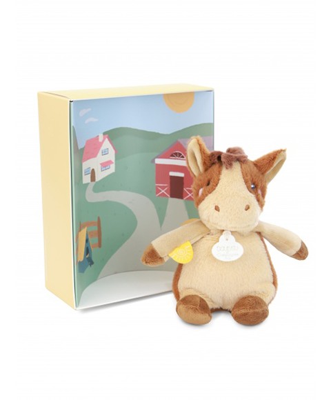DC4358- Peluche cheval - 17cm - DOUDOU de la ferme avec boite sonore