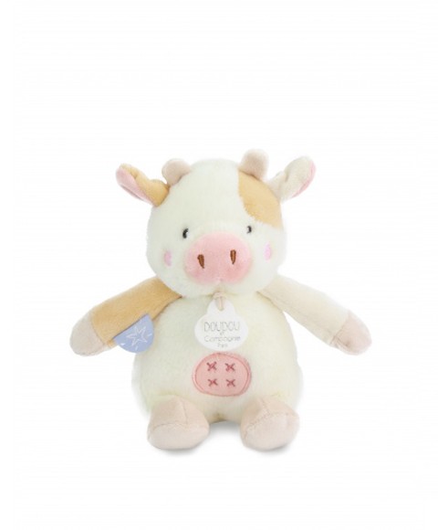 Peluche vache - 17cm - DOUDOU de la ferme avec boite sonore