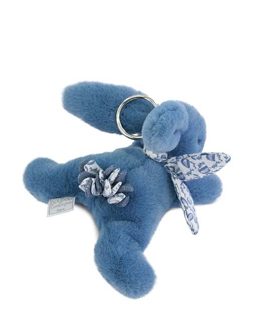 Lapin DOUDOU® - Porte-clé Peluche Lapin bleu - Vue de dos