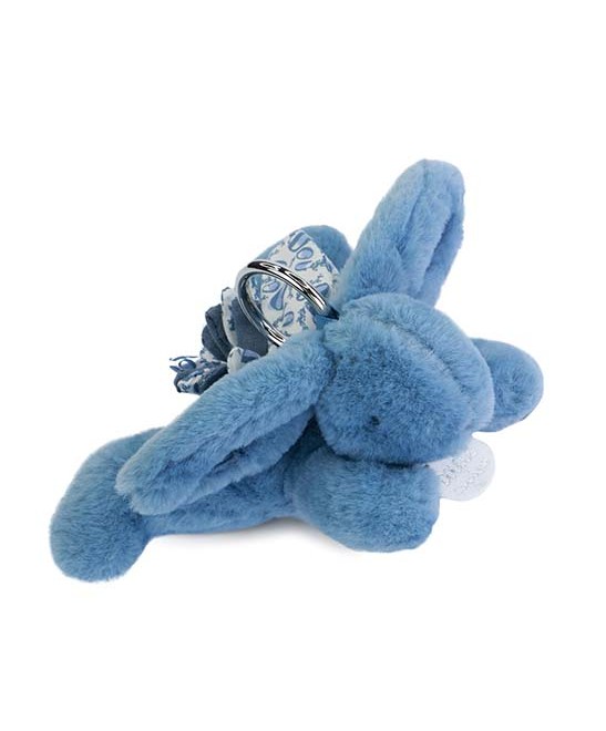 Lapin DOUDOU® - Porte-clé Peluche Lapin bleu - Vue de face