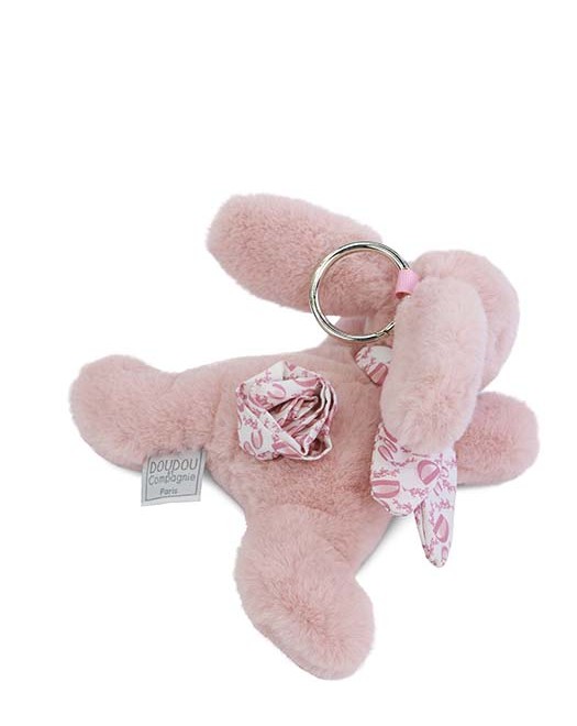 Lapin DOUDOU® - Porte-clé Peluche Lapin rose - Vue de dos