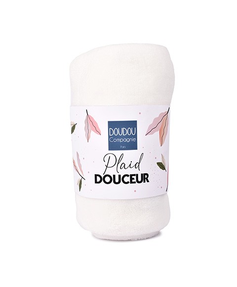 DC4570.Plaid Douceur Blanc bébé Doudou et Compagnie