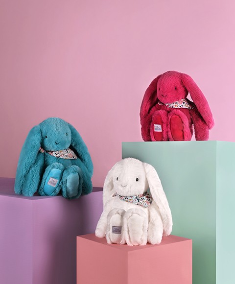 peluche doudou et compagnie lapin fleurette 35cm