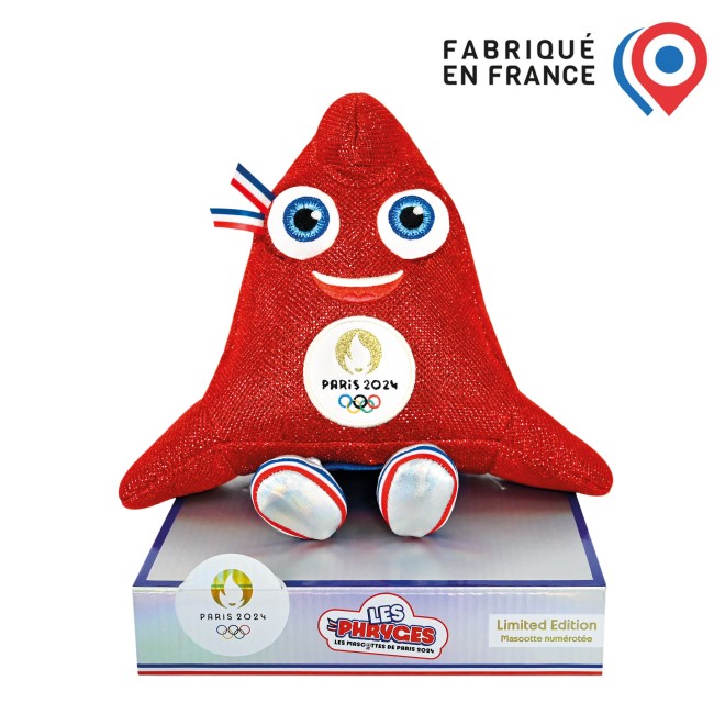 Peluche mascotte officielle JO Paris 2024 fabriquée en France - Edition limitée version maille lurex- 27 cm-JO2440.jpg