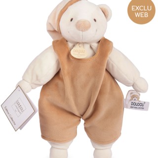Ours bonnet salopette marron -30 cm- Réédition limitée et numérotée