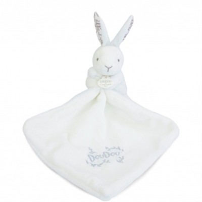 Lapin DOUDOU® - Doudou  Lapin mouchoir- 10 cm - Blanc