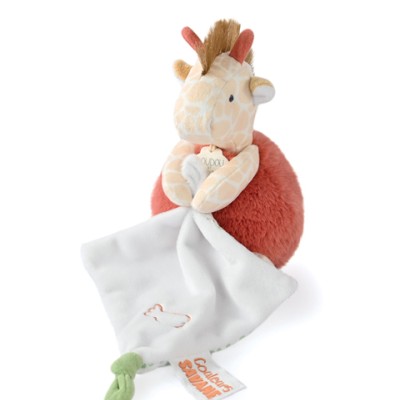 Peluche girafe avec doudou mouchoir - 15 cm