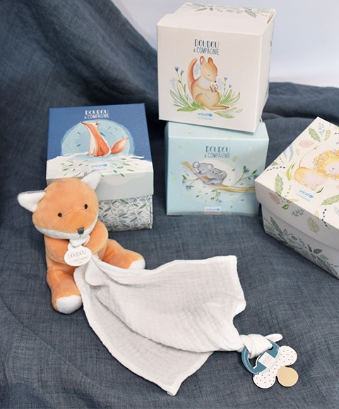 DC3786-5 Doudou attache sucette peluche Renard - 12 cm - Unicef