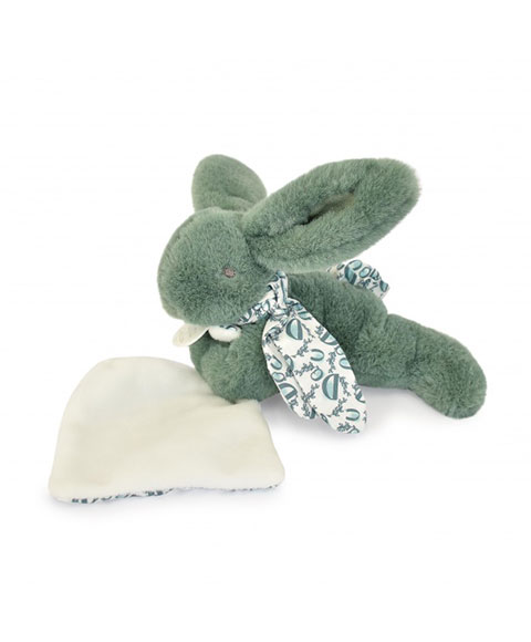 Lapin DOUDOU® - Peluche lapin Vert avec doudou assorti - 16 cm