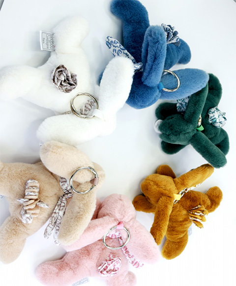 Lot 2 Porte-clés En Peluche Lapin Et Croissant - Doux, Mignons, Pour Sac à Dos Ou Clés