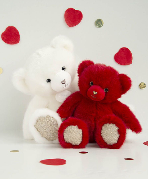Ours en peluche rouge baiser- Collection - Doudou et compagnie