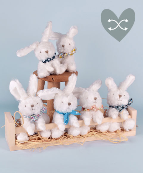 Peluche lapin blanc avec chouchou Doudou et compagnie DC3818