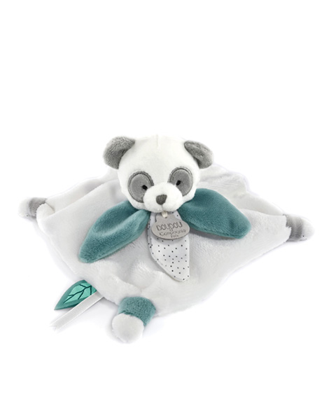 Mini doudou plat panda gris et blanc I Cadeau naissance idéal