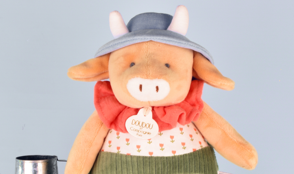 Peluche vache verte Aneth - 28 cm