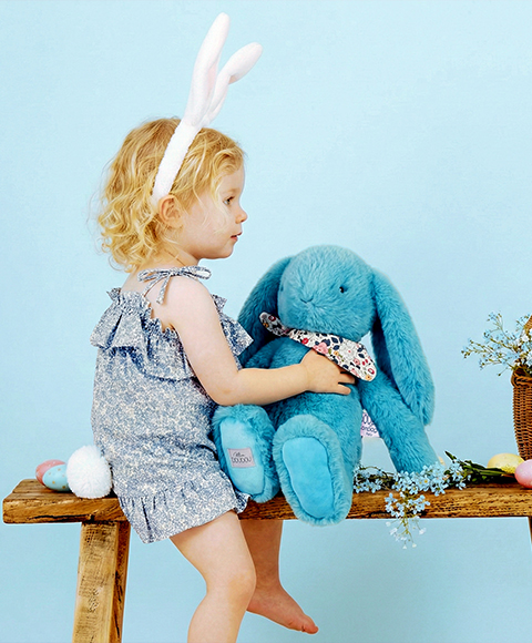 peluche lapin xxl turquoise 50cm
