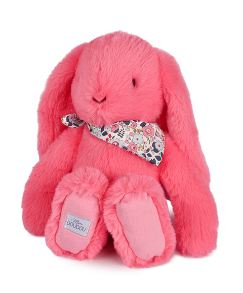 Peluche lapin grandes oreilles corail 35 cm
