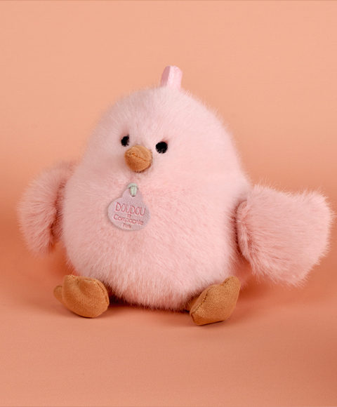 Poussin Peluche rose - 15 cm