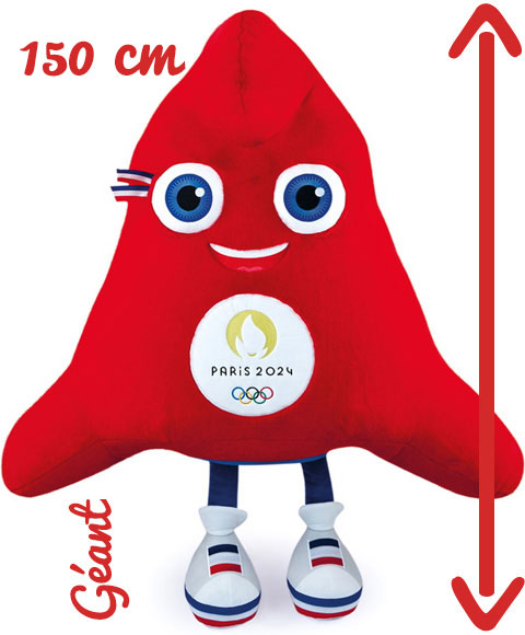 Peluche geante mascotte officielle JO paris 2024 150 cm fabriquée par  Doudou et Compagnie