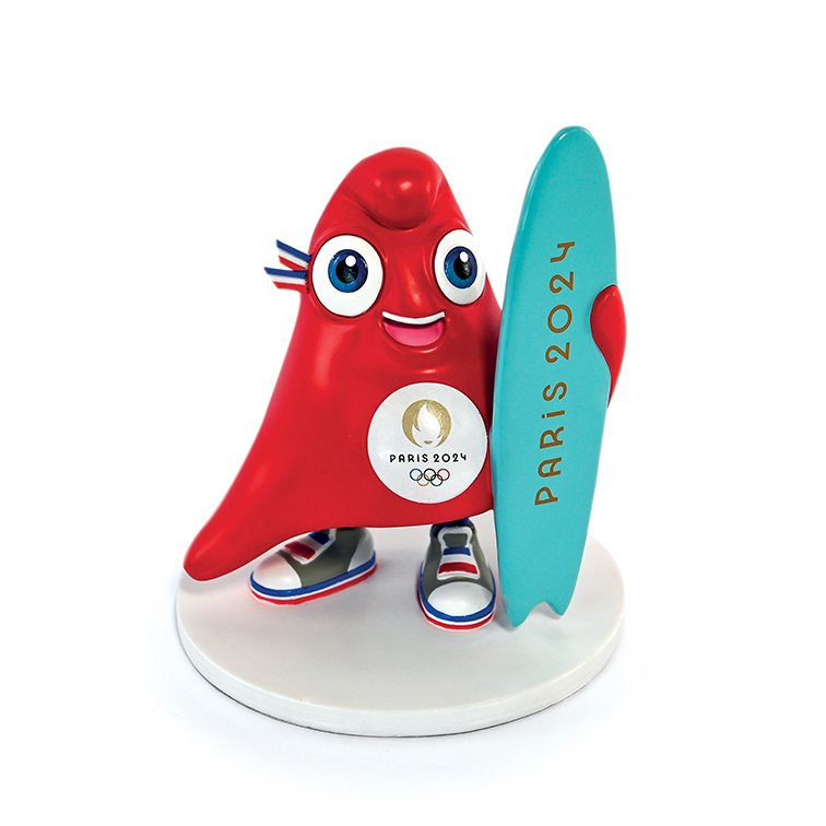 Figurine Mascotte officielle surf Jeux de Paris 2024 Doudou et Companie JO2509