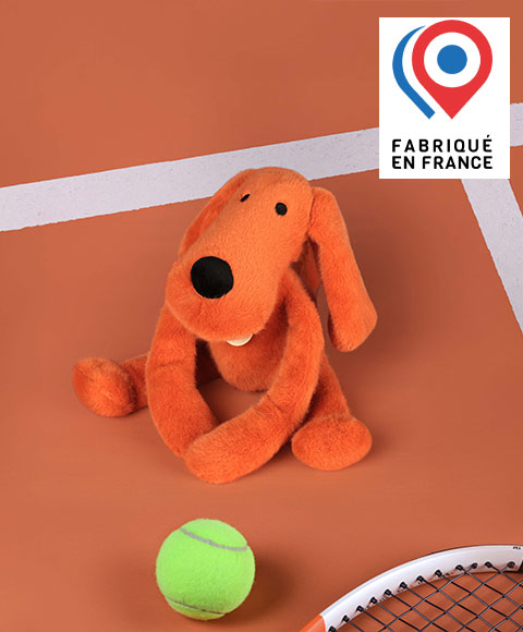 Chien longue oreille en peluche Orange Terracotta - Roland Garros- 40 cm